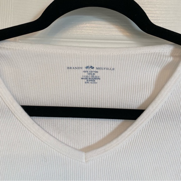 Bundle of 2 Bandy Melville Long sleeved White Shirts Tees Ribbed Waffle - Picture 6 of 13